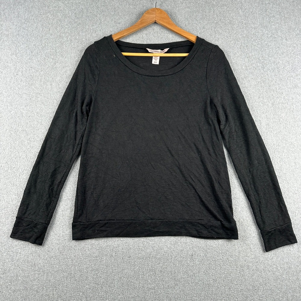 Victoria's Secret Top Womens Small Black Long Sleeve Scoop Neck Viscose Blend